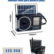 Radio recargable AM/FM, con linterna y panel solar, reproduce Bluetooth, USB, #52398072 - Img 55093213