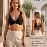 Top de Bikini Negro con Nudo Frontal - Talla M - Img 55208542