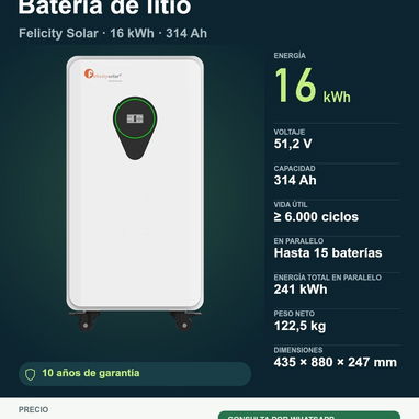 🔋 Baterías de litio Felicity Solar y FelicityESS | 3,6 a 16 kWh y módulos solares ☀️ - 7/10