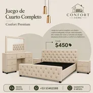 Habitación beige completa con cama y espejo Confort Home - Img 55301888