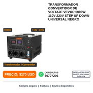Transformador Convertidor de Voltaje VEVOR 5000W 110V-220V Step Up Down Universal Negro - Img 58477942