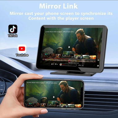 Pantalla GPS 7" Carplay Inalámbrico + Android Auto Portátil con Cámara Reversa para Auto 12V-24V - Img 125210086