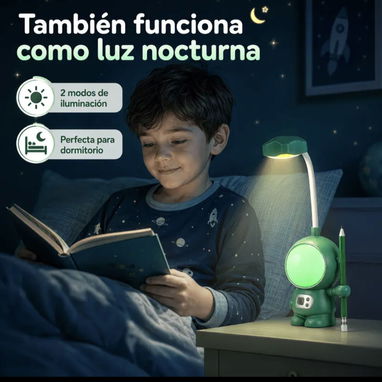 Lámparita de escritorio LED con diseño de astronauta, cuello flexible que permite ajustar la dirección de la luz en múlt - 4/5