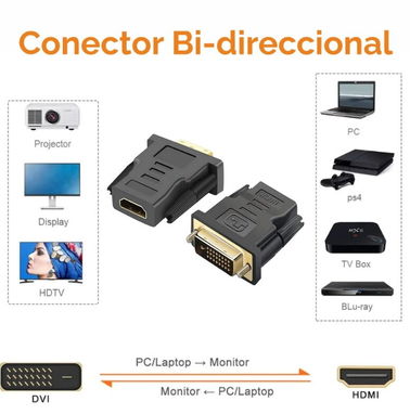 ADAPTADOR CONVERSOR DVI 24 + 1 MACHO A HDMI HEMBRA - Img 70718537