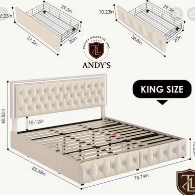 Cama camera ,con gavetas y luces led - 3/4