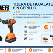 Tijera de Hojalatero Brushless 21W Portátil con Baterías y Cargador - Img 57474227