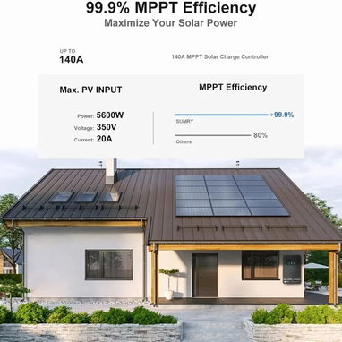 Inversor Solar Híbrido SUMRY 4000W 24V a 120V Onda Pura con MPPT 140A y Pantalla LCD Táctil - 4/5