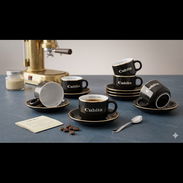 Juego de tazas cubita. Set de 6 tazas con platicos para café. Juego CUBITA - Img 56145181