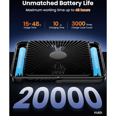 Warmco D4 Bateria Powered Camping Fan 20000mAh, LED - 2/3