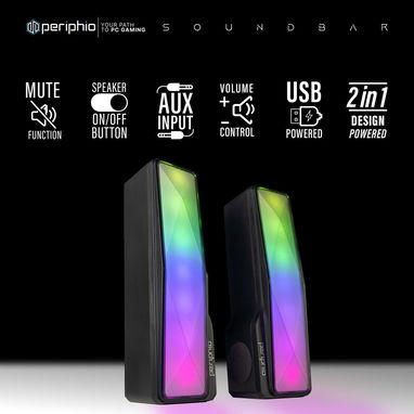 🔊 Periphio RGB Soundbar 2.0 – Sonido Estéreo + Iluminación Personalizable🔊 - Img 101508945