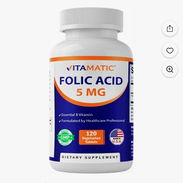 Ácido fólico pomo con 120 tabletas vegetarianas de 5mg 20 USD - Img 51194032