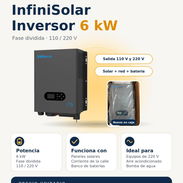 Inversor Híbrido InfiniSolar 6 kW ⚡ Fase dividida 110/220 V. Nuevo en su caja. Características: 🔌 Potencia: 6 kW ⚡ Sa - Img 58045909