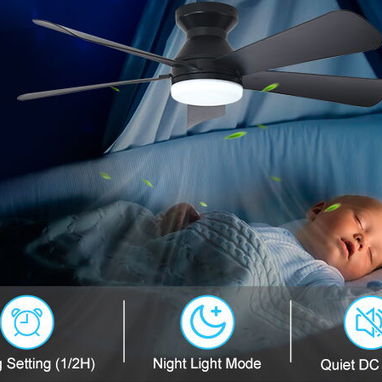 Ventilador de techo moderno Depuley 42 pulgadas 5 aspas, LUCES LED (3 MODO DE ILUMINACIÓN) NEGRO MANDO A DISTANCIA NUEVO - Img 128158130