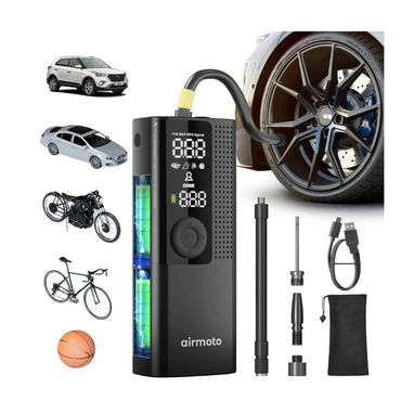 Inflador de neumáticos portátil Airmoto BP198 con manómetro digital, luz LED y apagado automático - Img 127166974