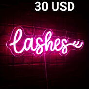 Cartel lumínico LUZ led neón rosada lashes pestañas ideal para negocio de pestañas - Img 45625428