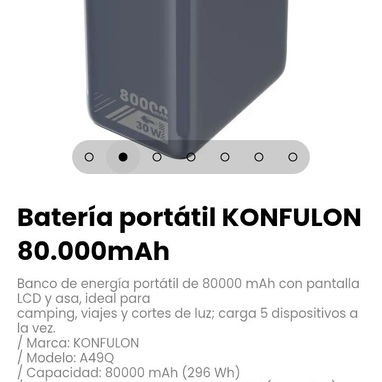 Batería portátil KONFULON 80.000mAh. Marca: KONFULON / Modelo: A49Q - 2/7