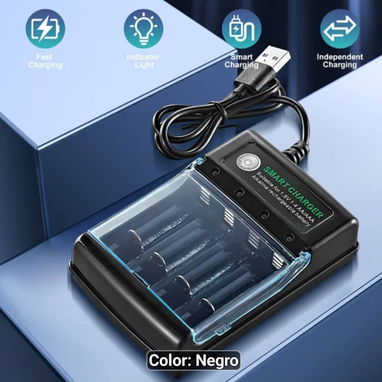 cargador de batería inteligente con pilas recargables AA y AAA - Img 124795057