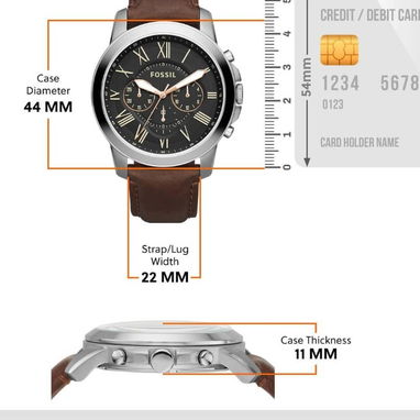 Reloj FOSSIL plataforma GRANT MOD. FS4813 Cronógrafo Caja 44mm CUARZO JAPONÉS Manillas cuero auténtico color marrón - Img 111822172
