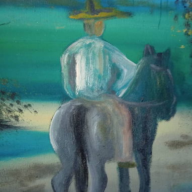 Pintura que evoca nostalgia del campo cubano, un viaje y costumbres de la isla. - 5/7