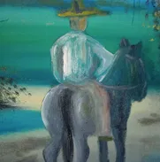 Pintura que evoca nostalgia del campo cubano, un viaje y costumbres de la isla. - Img 49917960