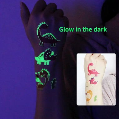 Tatuajes temporales de dinosaurios luminosos | Con garantía | videojuegoshabana.com - Img 123270293