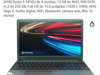 Laptop gateway  ryzen 5 3450u  con detalle +teclado - Img 62425891