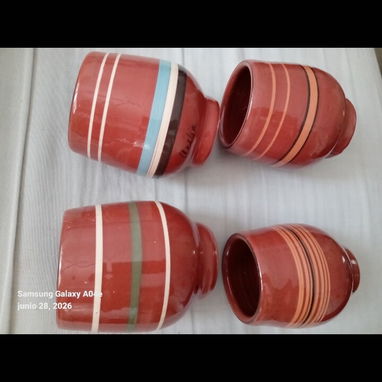 Juego de 4 vasos de cerámica. Manufactura de calidad - 7/8
