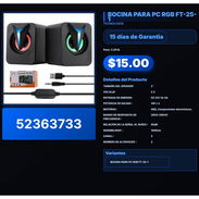 BOCINA PARA PC RGB FT-25-1 . - Img 57512197