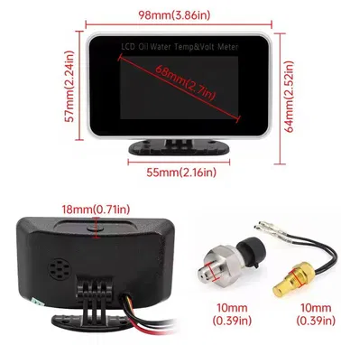 Pantalla digital que mide la temperatura, el voltaje y la presión de aceite… 3 funciones en 1…nuevos en su caja  Radicam - Img 91578809