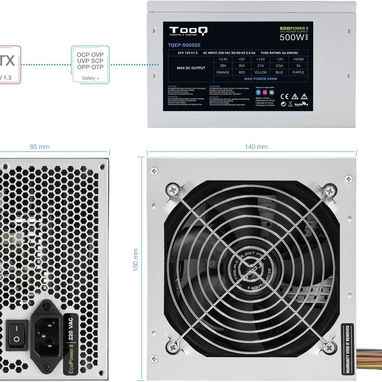 fuente new tooq 500w en caja sellada 4+4=8 pines cpu fan grande-53906374 35usd -4sata y 2 ide-24pines - Img 120607132