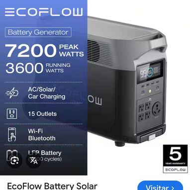 PLANTA ELECTRICA ECOFLOW DELTA PRO DE 3600 HASTA 7200 W.NUEVA! TENGO PANEL SOLAR ECOFLOW ORIGINAL DE 400 W CON SU CABLE - Img 120823345