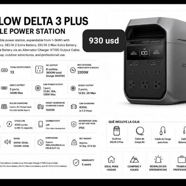 Ecoflow (varios modelos) Delta 2, Delta 2 max, delta 3 clásica, delta 3 max, delta pro ultra, delta 3 plus,delta 3,etc - 3/8