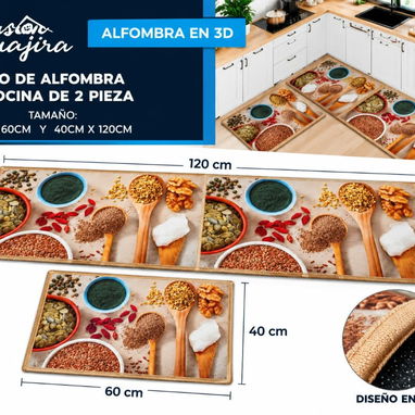 Juego de alfombras para cocina con diseño 3d - 2/3