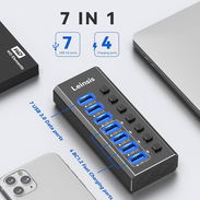 Hub extension (regleta ) Leinsis USB 3.0 de 7 Puertos 4 de carga | extension USB 3.0 y mas - Img 54644184
