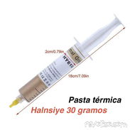 Pasta térmica dorada (original ) de la marca HALNSIYE sellada  en jeringas grandes de 30 gramos para aplicar en Cpu y Gp - Img 55738042