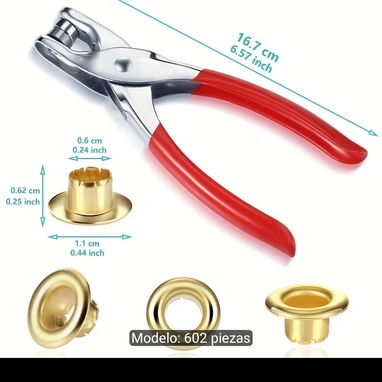 Kit de Pinza Ojaladora y Perforadora con Ojetes Metálicos - 4/10