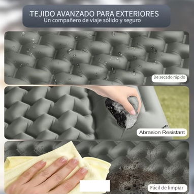 Colchoneta inflable ultraligera para acampar cuenta con un diseño ergonómico de celdas y una almohada integrada - 3/5
