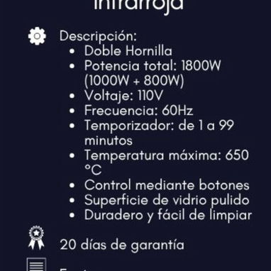 Cocina doble infrarroja Milexus - Img 123043677
