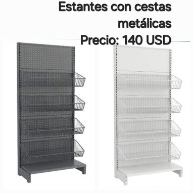 Estantes metalicos simples y dobles, góndolas, cestas y carritos de compra, mueble de caja, mostrador en forma de L, bac - 2/9