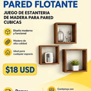 🪵 JUEGO DE ESTANTERÍAS FLOTANTES CÚBICAS DE MADERA PARA PARED - Img 58168971