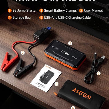 🚗 ARRANCADOR AUTO ASTROAI 1500A 12V + POWER BANK + LINTERNA LED PARA GASOLINA/DIÉSEL ENVÍO DISPONIBLE + GARANTÍA - Img 121512871