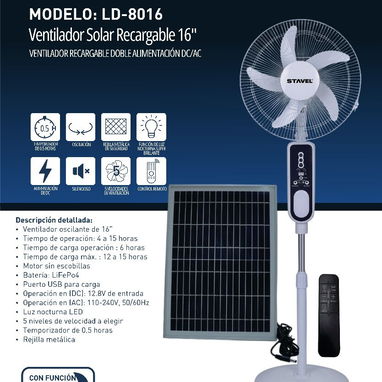 Ventilador Recargable de 16´´ - Img 118554623