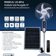 VENTILADOR RECARGABLE CON PANEL SOLAR BATERIA DE LIFePo4 - Img 50940593