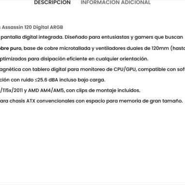 (X) Thermalright Peerless Assassin 120 Digital ARGB – Enfriador de CPU Torre Dual con 2 Ventiladores PWM 120mm $71.75 - Img 126479907