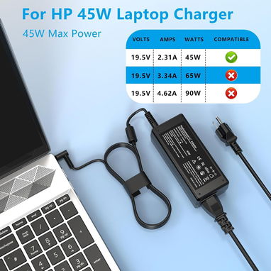 Cargador de 45 W compatible con cargador de portátil HP Punta azul 4.5 3.0 mm 53274327 - 6/7