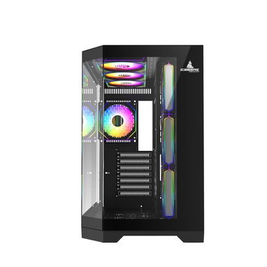 💻 Iceberg Crystal Edge – Chasis Gaming ATX. Vista panorámica 3 lados, cristal templado + 7 Ventiladores ARGB 💻🌐 216.8 - 5/8