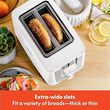 🍞 BELLA Tostadora 2 Rebanadas Ranuras Anchas Auto Shut-Off Blanca 6 Niveles + Defrost & Reheat | Envío* + Garantía** - Img 112949942