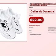 TENIS DEPORTIVOS UNISEX BLANCOS CON DETALLES EN NEGROS . - Img 57104297
