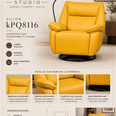 Sillón de cuero con base giratoria comunícate con Pedro - Img 121114775