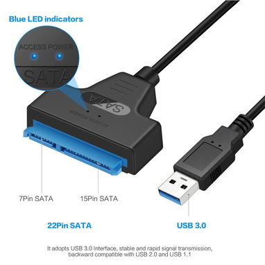 Cable USB 3.0 a SATA, adaptador de disco duro USB a SATA III compatible con HDD y SSD de 2.5",  53274327 - 5/8
